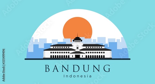 Landmark of Bandung City. Gedung Sate Vector Illustration The Icon of Bandung, West Java, Indonesia photo