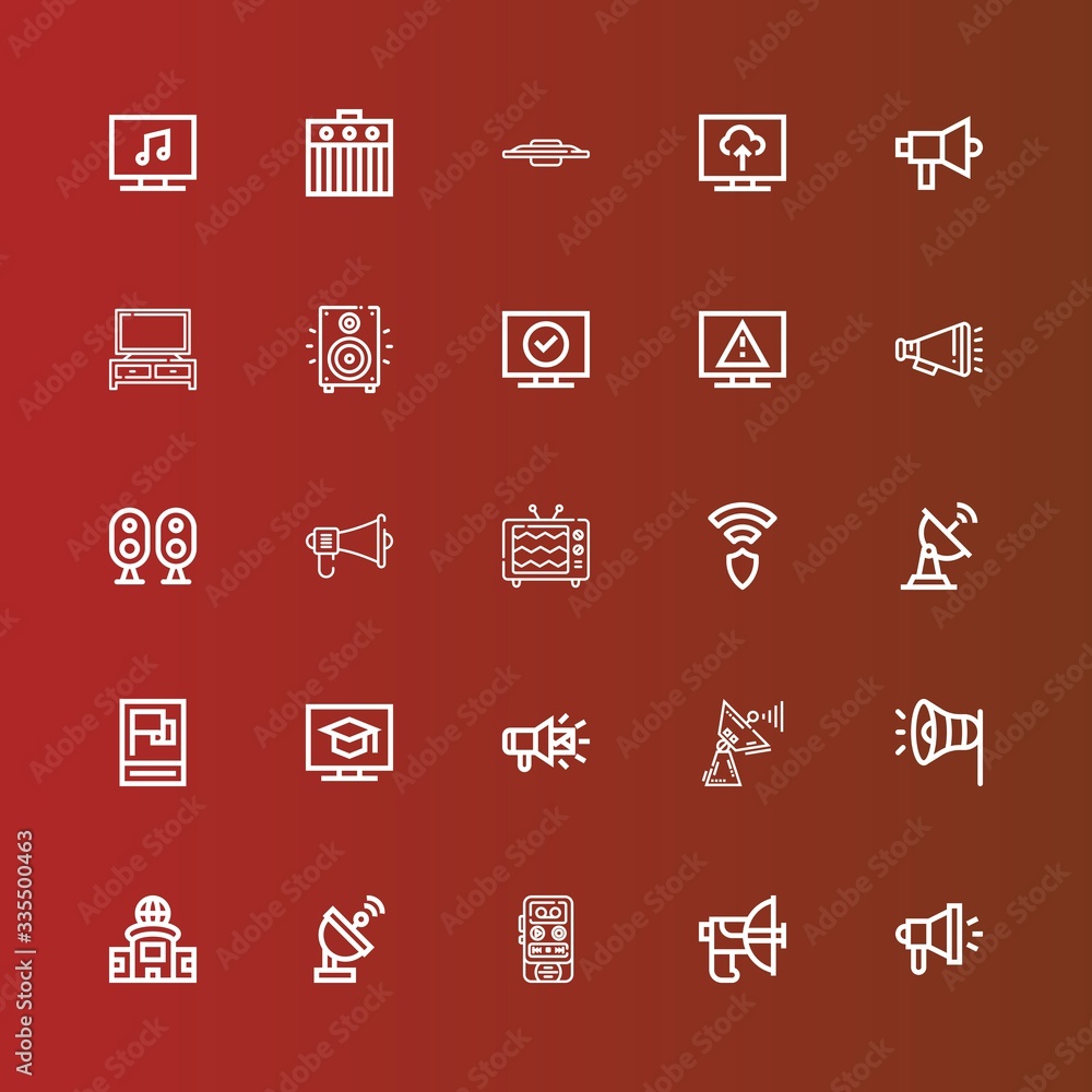 Editable 25 broadcasting icons for web and mobile Editable 25 broadcasting icons for web and mobile