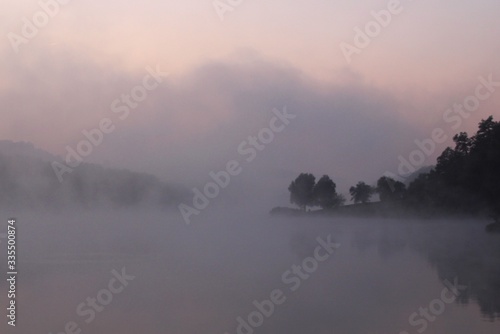 Foggy lake in Hungarian lake.