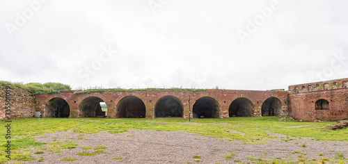 Canvastavla Šabac, Serbia - June 01, 2019: Šabac fortress , also known as Bigir Delen in Turkish, is a fortress next to modern day Šabac, on the right riverbank of Sava