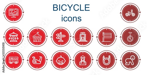 Editable 14 bicycle icons for web and mobile