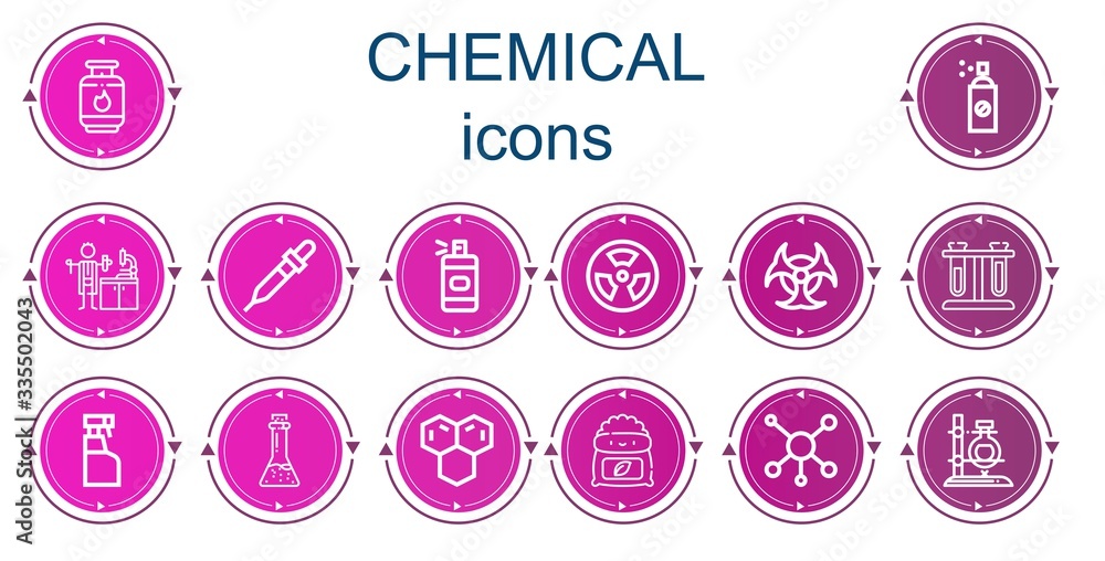 Editable 14 chemical icons for web and mobile Editable 14 chemical icons for web and mobile