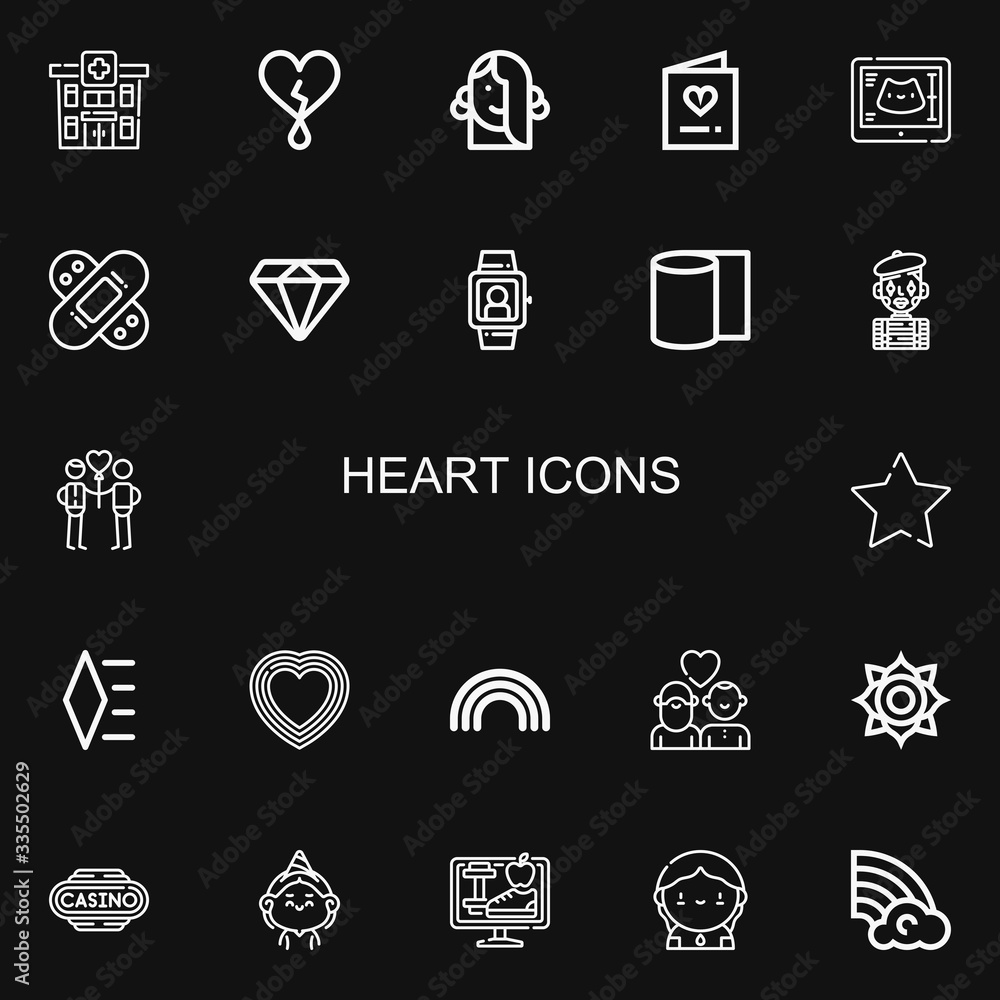 Editable 22 heart icons for web and mobile
