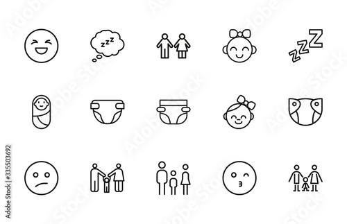 Icon set of baby.