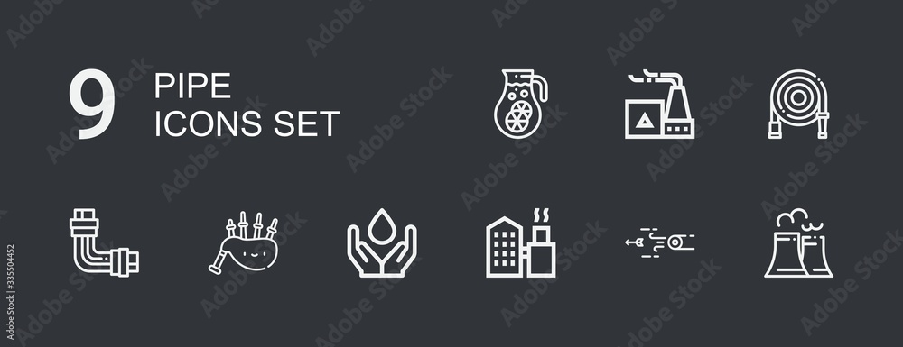 Editable 9 pipe icons for web and mobile Editable 9 pipe icons for web and mobile