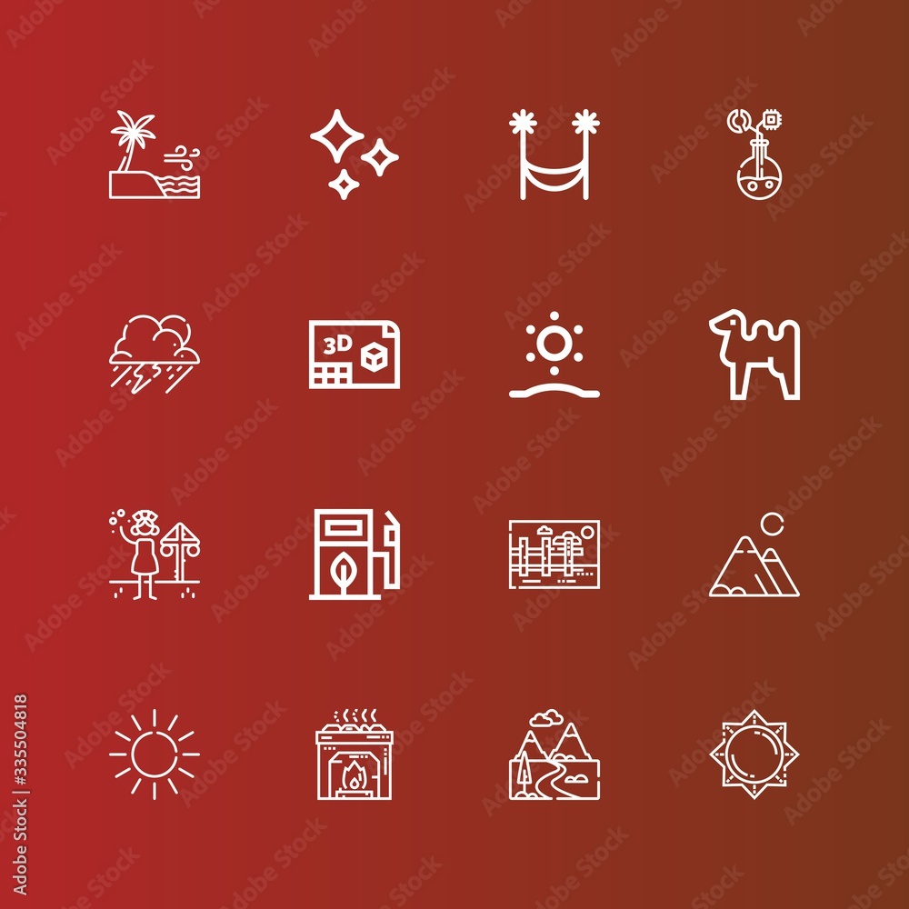Editable 16 sun icons for web and mobile