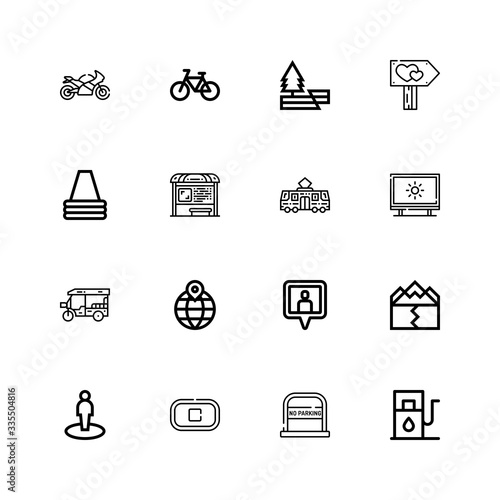 Editable 16 road icons for web and mobile