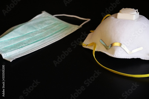 Surgical mask green and N95 Respirator mask.