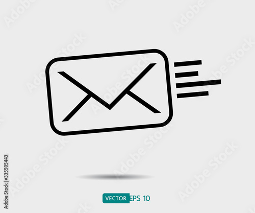 Envelope Mail icon Flat design style. Direct message, sms vector illustration
