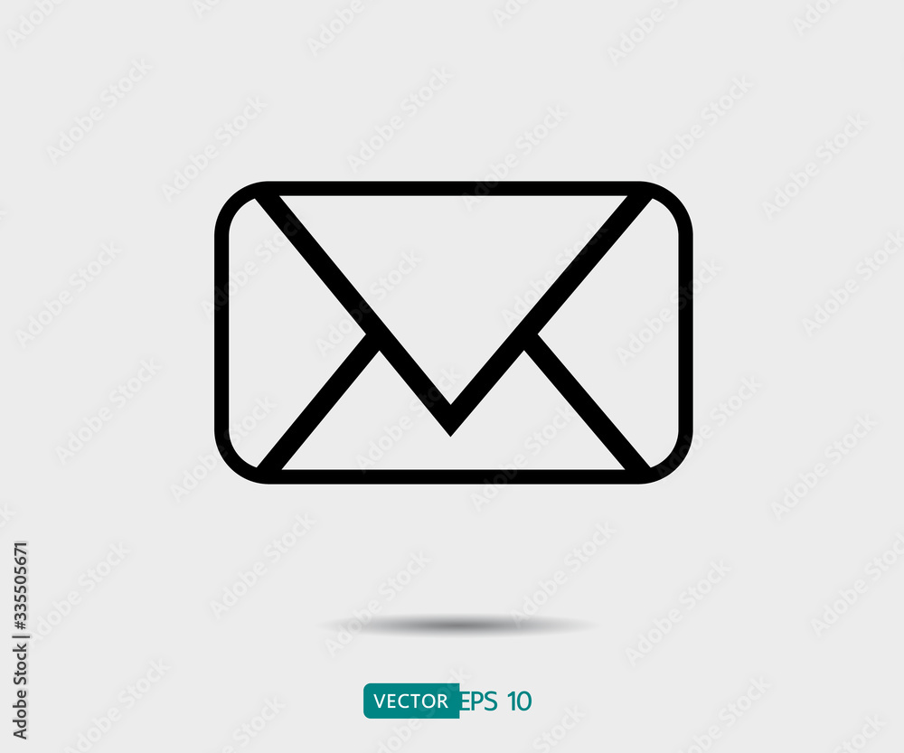 Envelope Mail icon Flat design style. Direct message, sms vector illustration Envelope Mail icon Flat design style. Direct message, sms vector illustration