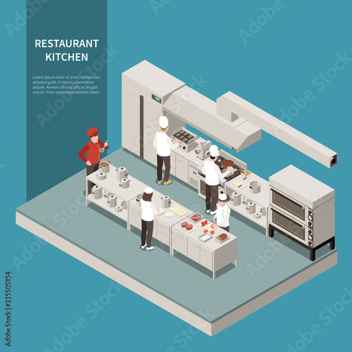 Professional Kitchen Isometric Composition 