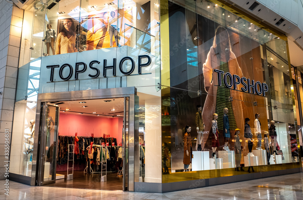 LONDON- JANUARY, 2020: Topshop store in Westfield shopping centre. A famous  British fashion outlet Stock Photo | Adobe Stock