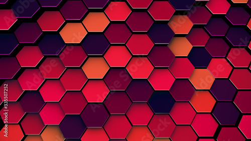 3D mosaic illustration from colourful hexagons