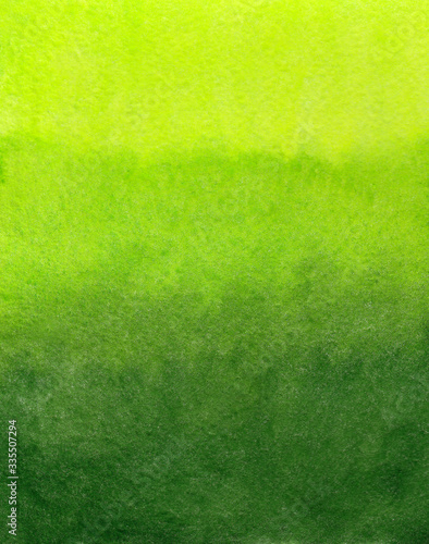 Beautiful green gradient watercolor background raster illustration.