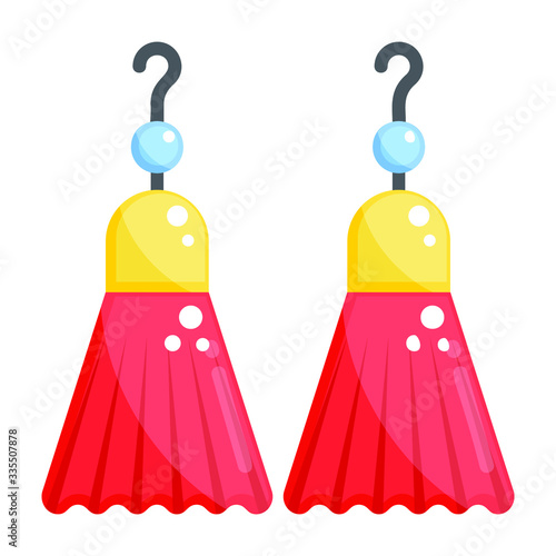 Ladies fashion accessory, flat icon of earrings vector design 