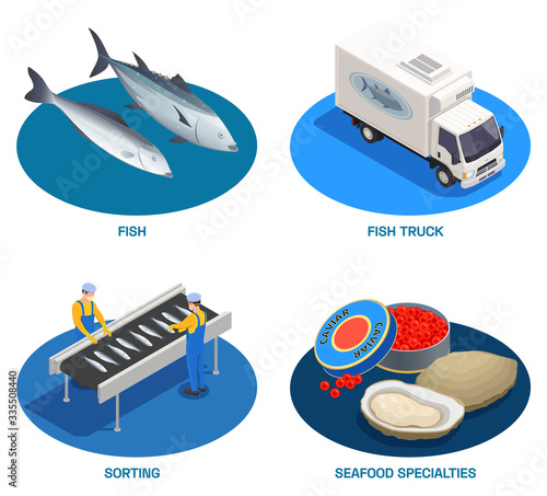 Seafood Isometric Compositions Set
