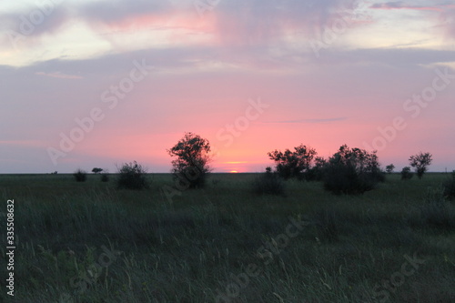 sunset on the beach on Dzharylhach Island