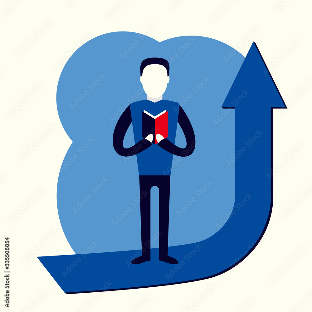 self growth study character reading flat vector self growth study character reading flat vector