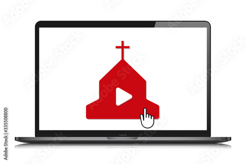 laptop mockup online church video streaming vector