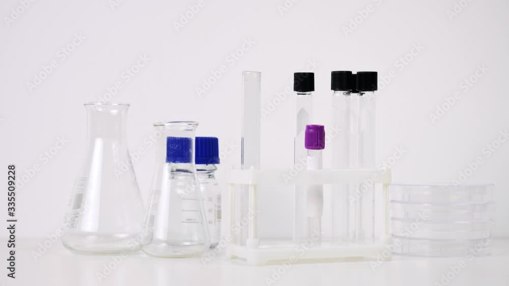 Empty Test Tubes and Flasks in Laboratory. Virus, Science, Medical Concept. Empty Test Tubes and Flasks in Laboratory. Virus, Science, Medical Concept.
