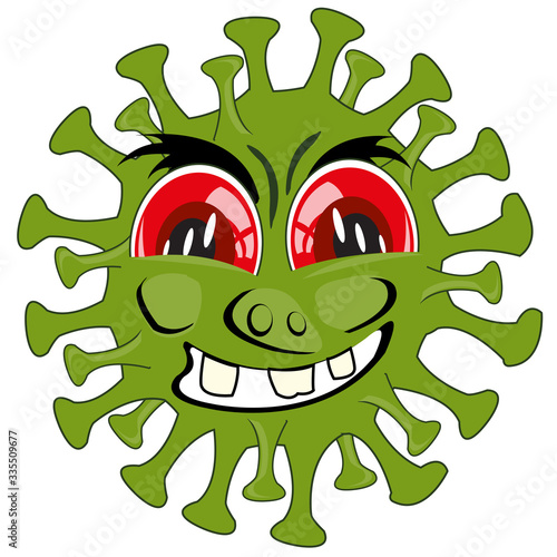 Vector illustration to comic green infection coronavirus