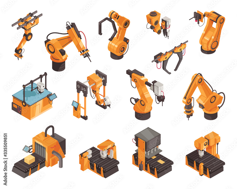 Isometric Robot Set Stock Vector | Adobe Stock