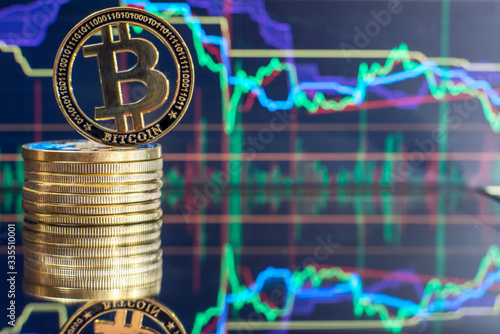 Bitcoin on the background of stock quotes