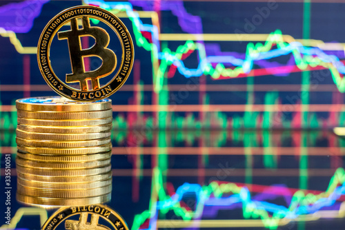Bitcoin on the background of stock quotes
