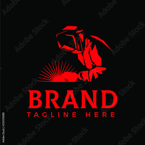 WELDING LOGO Welding company logo design, silhouette of welder working