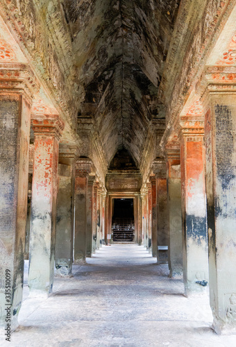 Painted interior of Angkor Wat, Cambodia