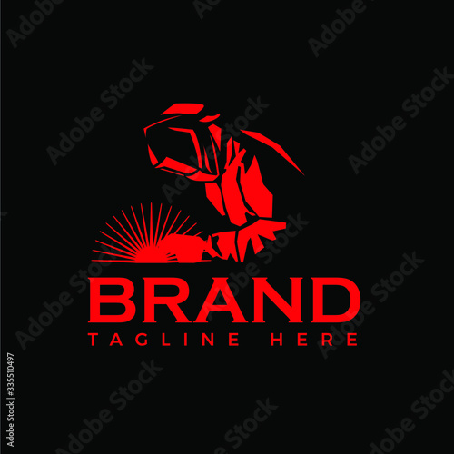 WELDING LOGO Welding company logo design, silhouette of welder working