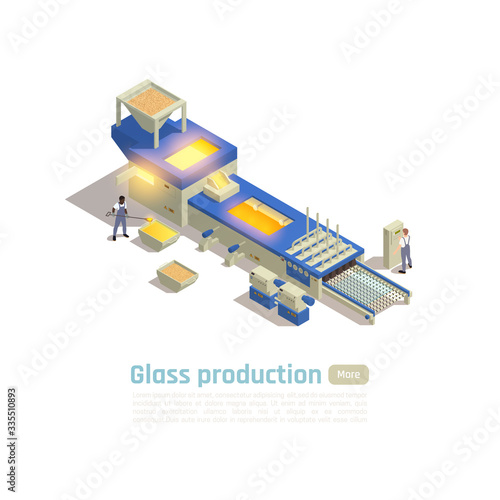 Glass Production Isometric Composition 