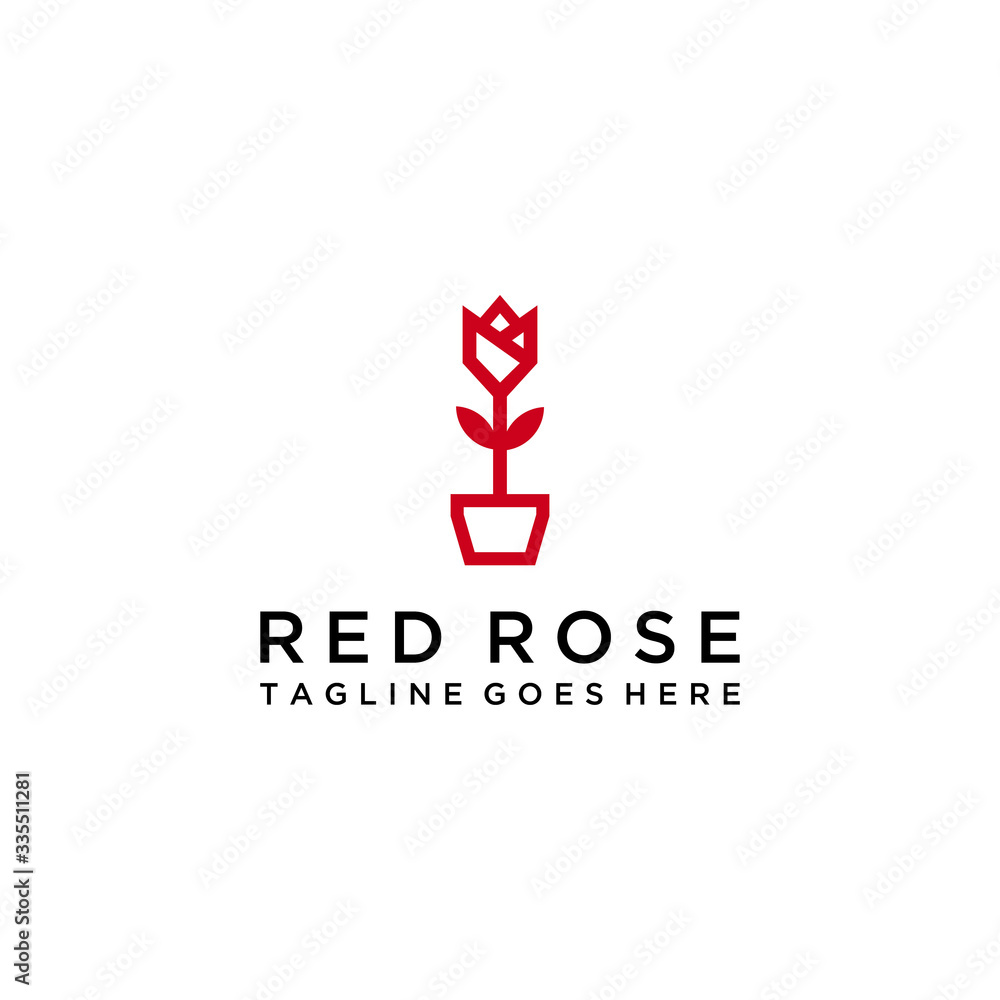 Beauty Rose logo vector logo design template, minimal line petal beauty salon
