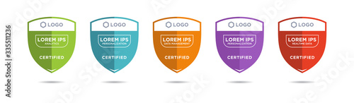 Set of company training badge certificates to determine based on criteria. Vector illustration certified design.
