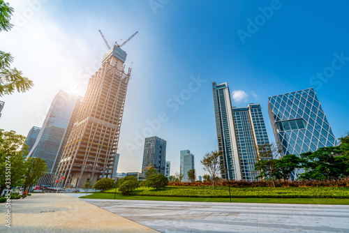 Shenzhen architectural landscape office building and urban skyline