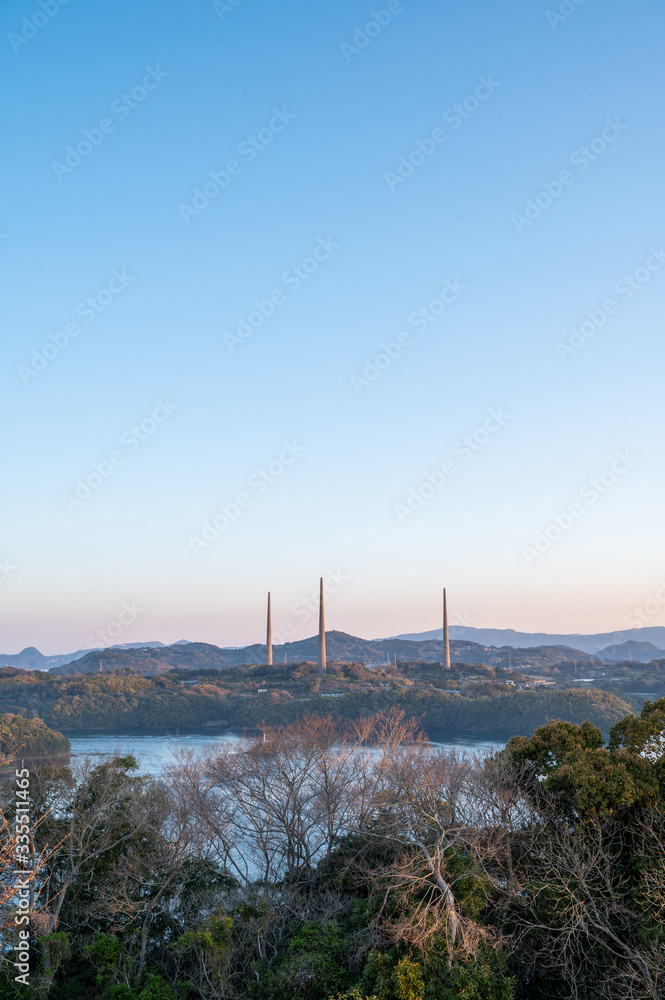 西海橋公園から見る針尾送信所 西海橋公園から見る針尾送信所
