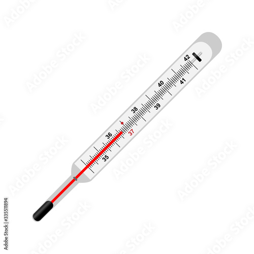Thermometer medical. A glass thermometer for measuring the temperature of the human body. Vector illustration.