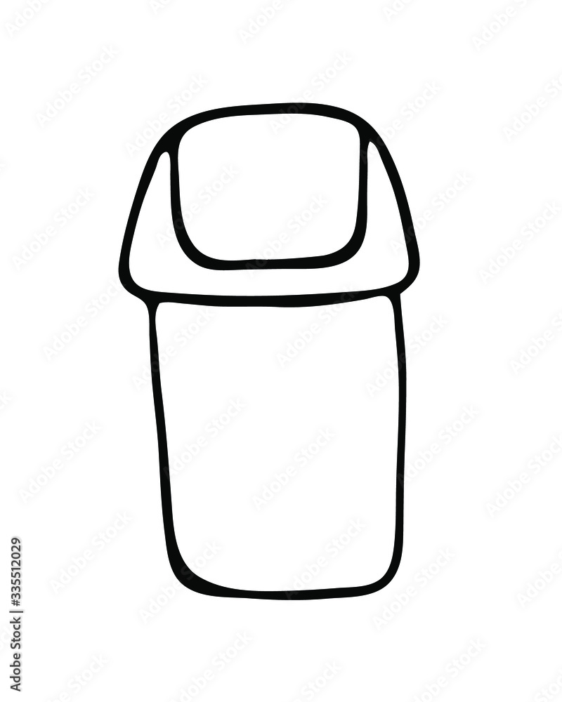 Simple hand drawn illustration with trash can for toilet room. Isolated on white background illustration with a hygienic theme for flyers, banners, booklets and other printed materials. Simple hand drawn illustration with trash can for toilet room. Isolated on white background illustration with a hygienic theme for flyers, banners, booklets and other printed materials.