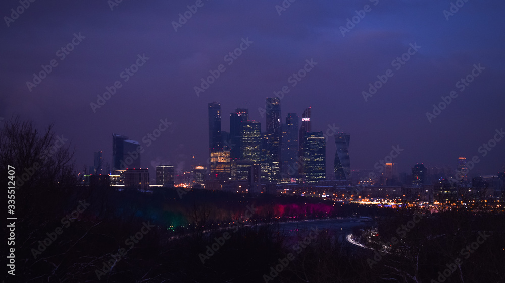 Fototapeta premium Late evening winter Moscow city landscape
