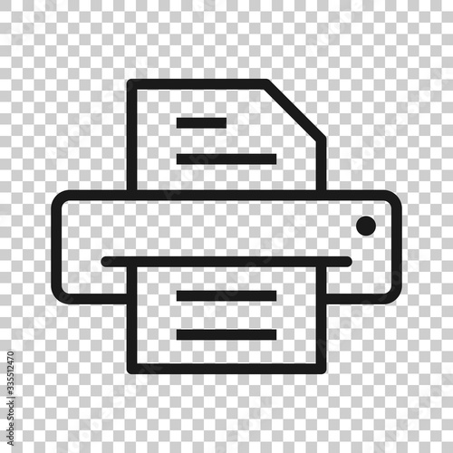 Office printer icon in flat style. Fax vector illustration on white isolated background. Text printout business concept.