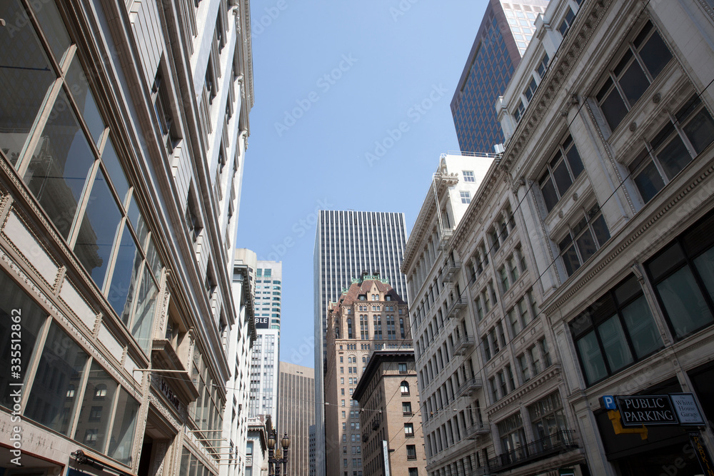 San Francisco, California / USA - August 25, 2015: Business district and buildings in San Francisco city, San Francisco, California, USA San Francisco, California / USA - August 25, 2015: Business district and buildings in San Francisco city, San Francisco, California, USA