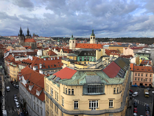 A panoramic view of downtown Prague from a Drone © William