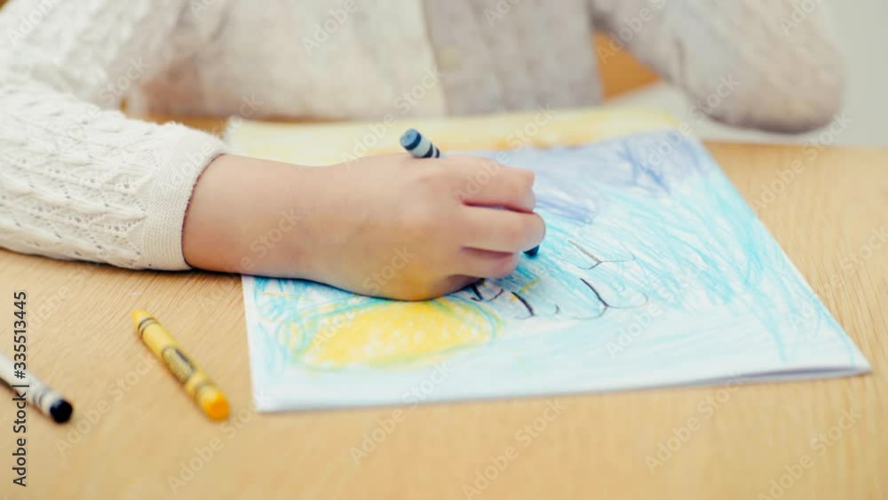 Young girl home schooling. Self isolation during Covid-19 crisis Young girl home schooling. Self isolation during Covid-19 crisis