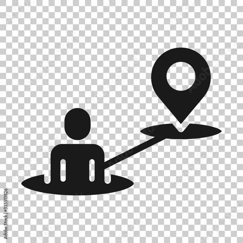 Map pin icon in flat style. Gps navigation vector illustration on white isolated background. Locate position business concept.