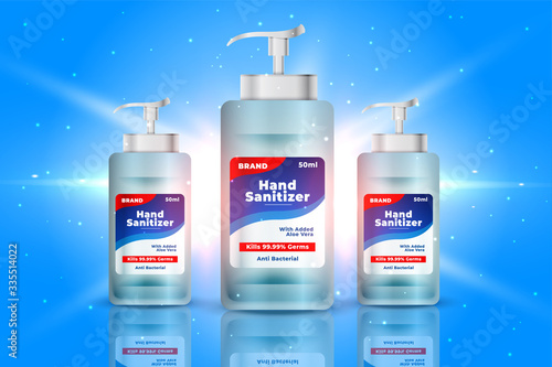 hand sanitizer bottle container background in 3d style