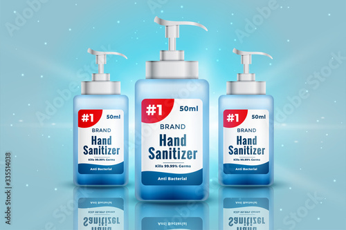 realistic hand sanitizer bottle mockup concept design photo