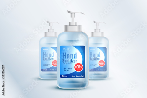 hand sanitizer bottle container mockup template in realistic style photo