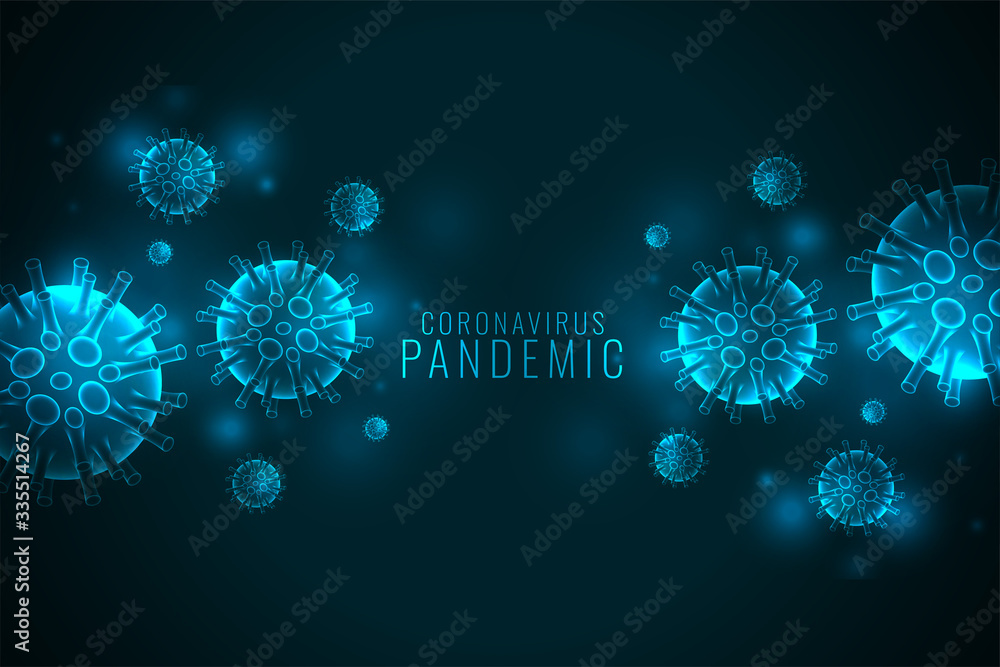 Obraz premium coronavirus covid-19 pandemic banner with virus cells