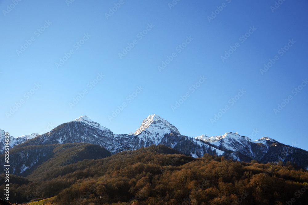 snow-capped mountains in the sky