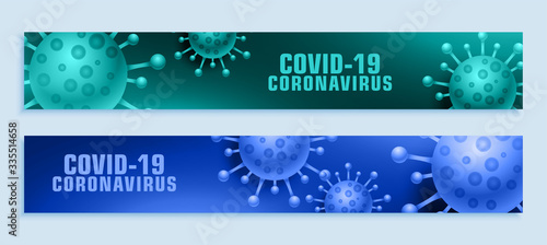 coronavirus pandemic covid-19 outbreak wide banner set
